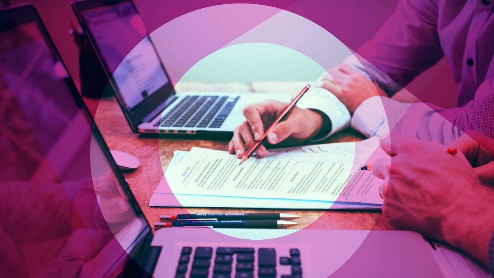 checking resumes pink
