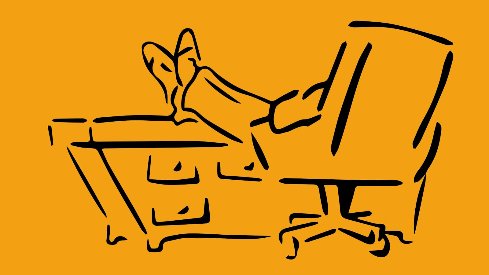 Feet up on desk
