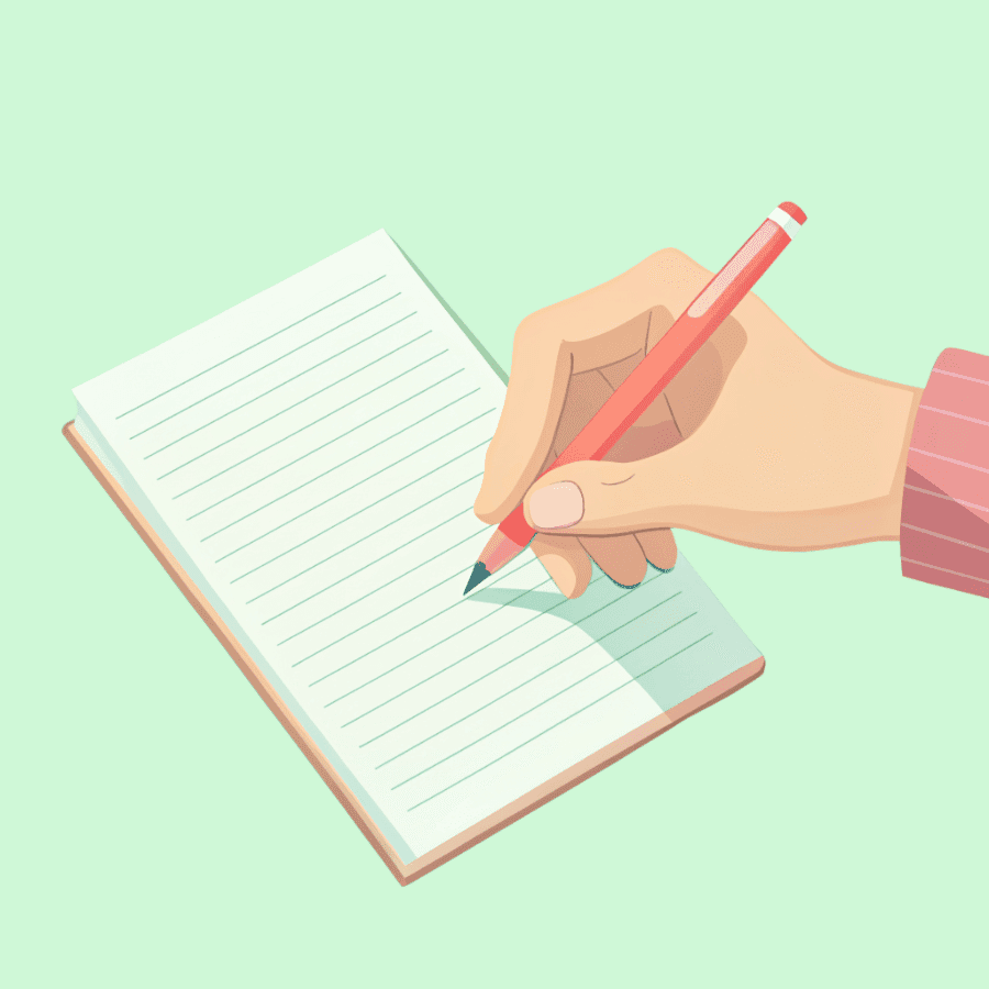 person writing on a piece of paper