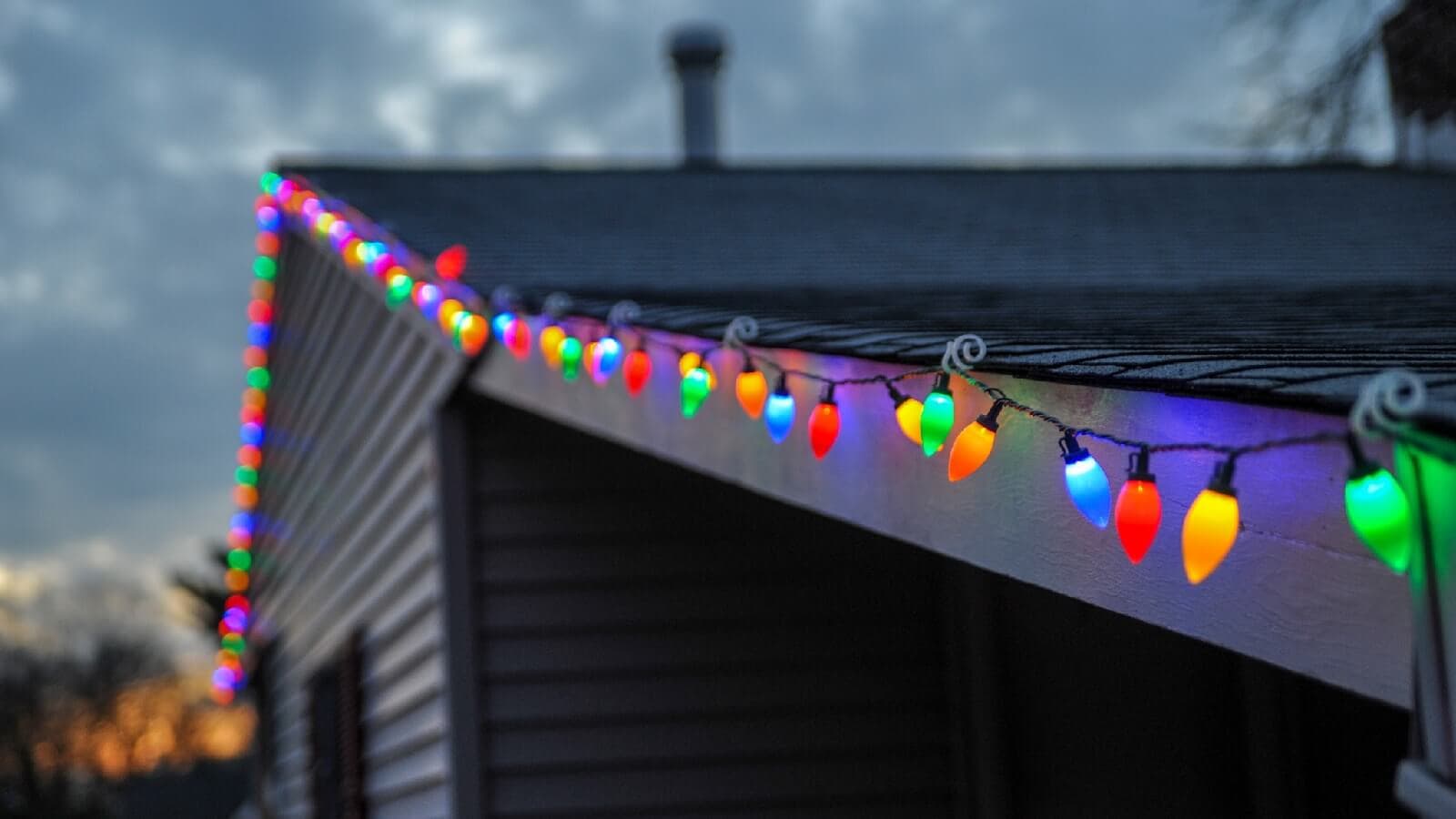 Holiday lights on a house