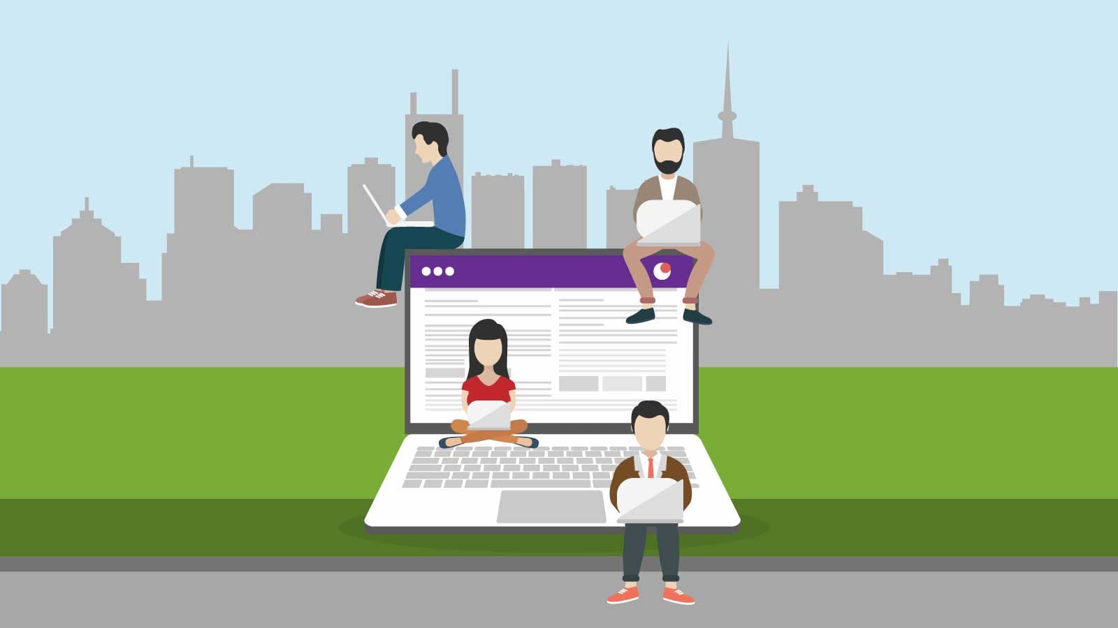 people and a laptop